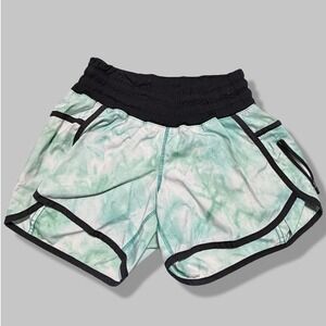 Lululemon Tracker Short V Mint Green Tie Dye Marble Running Shorts Womens Sz 4